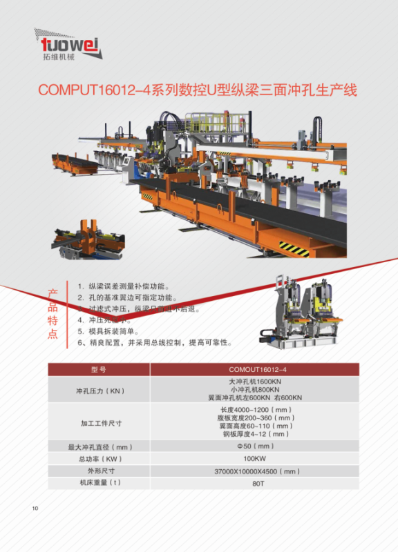 山東拓維機(jī)械制造有限公司，汽車大梁沖，汽車小梁沖，鋼模板沖孔，鋼模板加工設(shè)備，汽車橫梁沖，數(shù)控平板沖孔機(jī)，中厚板數(shù)控沖床，數(shù)控沖鉆復(fù)合機(jī)，汽車縱梁沖，縱梁自動(dòng)化生產(chǎn)線，中厚板沖割復(fù)合機(jī)，平地機(jī)刀片沖鉆生產(chǎn)線